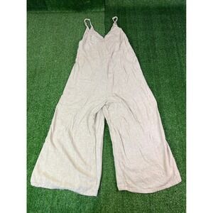 Shinestar Women's Linen Blend Wide Leg Jumpsuit Oatmeal Beige Size Small